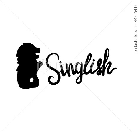 Singlish text with singaporean merlion sillhoette Singlish text with singaporean merlion sillhoette 44815415