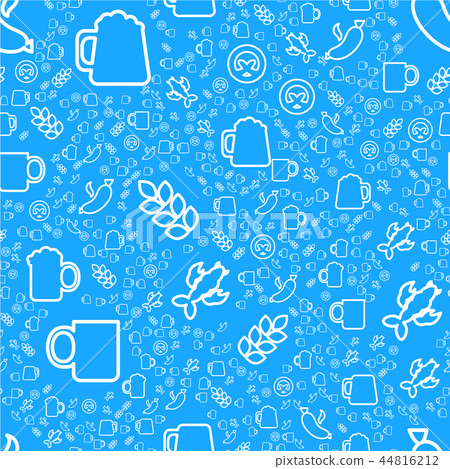 Oktoberfest Seamless Pattern With Drink and Food - Stock Illustration ...