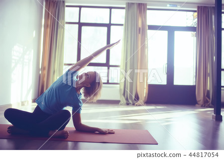 gymnastics training girl / gym girl doing gymnastics, stretching, healthy body, sports style training 44817054