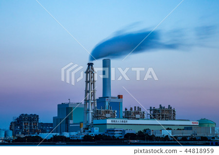 Thermal power plant after sunset 44818959