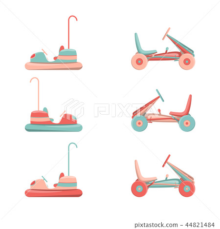 Set of cartoon amusement park rides icons 44821484