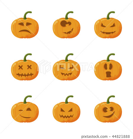 Vector cartoon halloween pumpkin set. Emotion set. 44821888