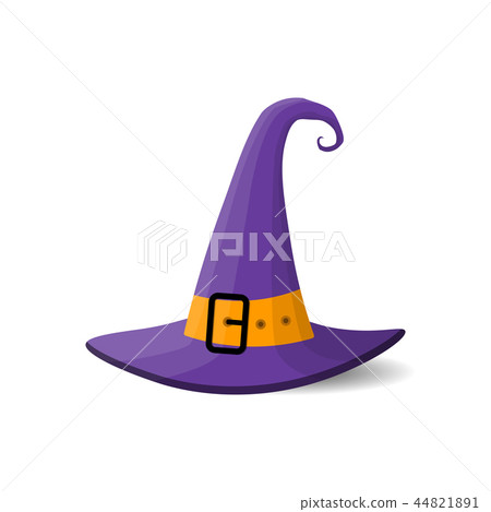 Cartoon Halloween violet witch's hat 44821891