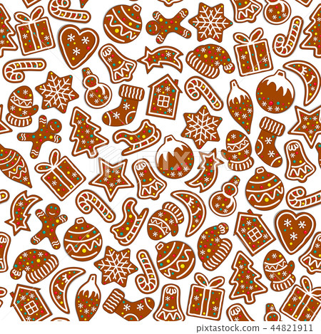 Gingerbread candy seamless pattern - Stock Illustration [44821911] - PIXTA