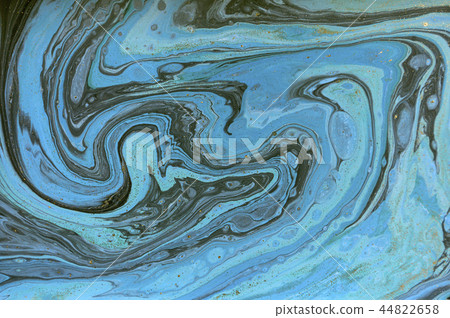 Marble abstract acrylic background. Blue marbling artwork texture. 44822658