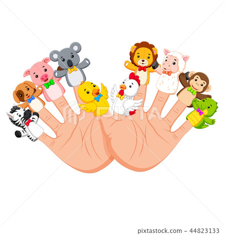 hand wearing 10 finger animal puppet  44823133