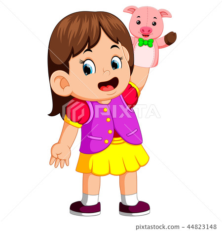 the girl was using cute pig puppet the girl was using cute pig puppet 44823148