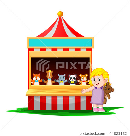 the girl at the carnival with the teddy bear  44823182