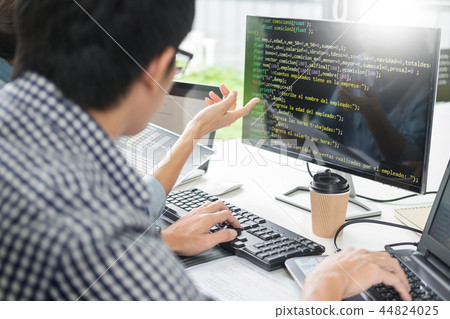 Asian team Outsource Developer Looking Screen Programming Code W Asian team Outsource Developer Looking Screen Programming Code W 44824025