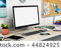 Desktop computer blank screen in modern workspace Desktop computer blank screen in modern workspace 44824925
