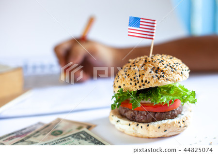 Delicious homemade hamburger with fresh vegetables Delicious homemade hamburger with fresh vegetables 44825074