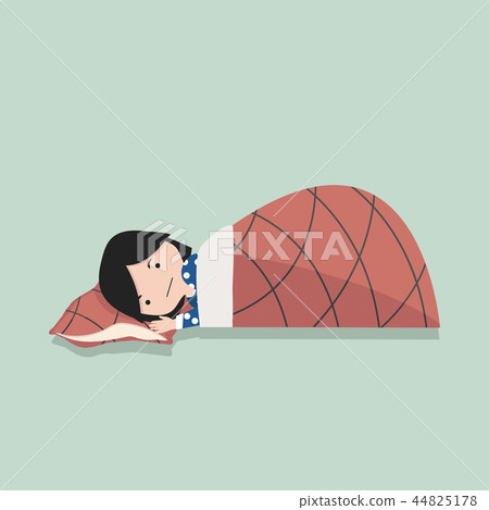 small girl Sleeping with Pillow and blanket 44825178
