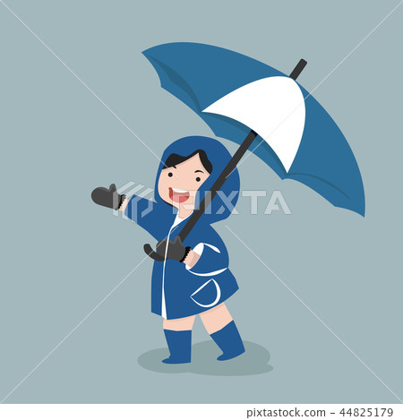 small girl hold umbrella in rainy season small girl hold umbrella in rainy season 44825179