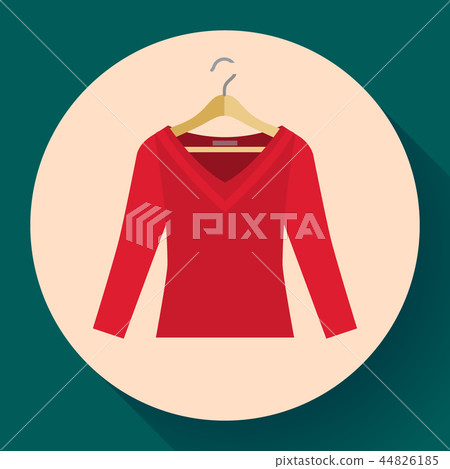 red women sweater clothes on a hanger icon vector flat style 44826185