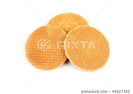 Dutch waffle called a stroopwafel isolated on a white background. Dutch waffle called a stroopwafel isolated on a white background. 44827385