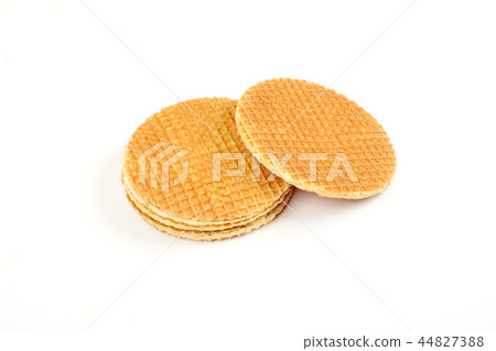 Dutch waffle called a stroopwafel isolated on a white background. Dutch waffle called a stroopwafel isolated on a white background. 44827388