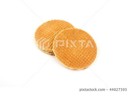 Dutch waffle called a stroopwafel isolated on a white background. Dutch waffle called a stroopwafel isolated on a white background. 44827393