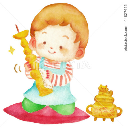 A child who does something to polish 44827623