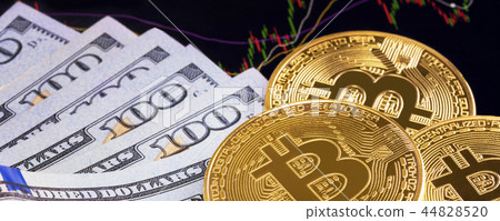 US Dollar bank and bitcoin putting on investment  44828520