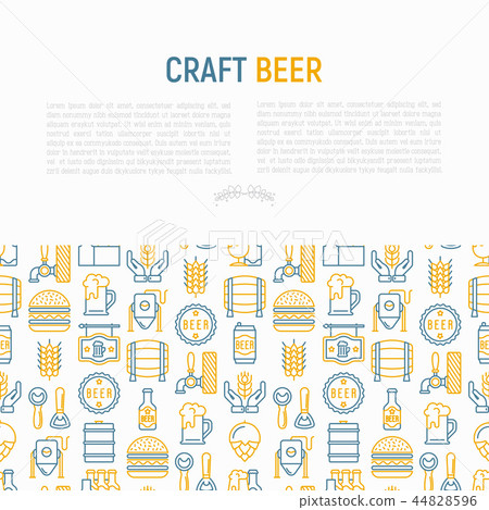 Craft beer concept with thin line icons - Stock Illustration [44828596 ...