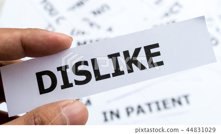 Like text or word meaning on paper in hand holding Like text or word meaning on paper in hand holding 44831029