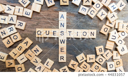 Question answer text on wood squaer block Question answer text on wood squaer block 44831057