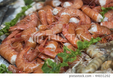 Background of fresh seafood fish clams crabs Background of fresh seafood fish clams crabs 44831202