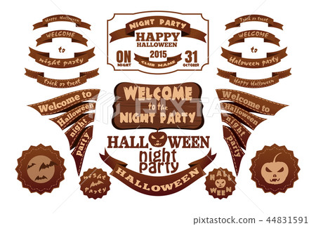 Halloween different vector labels and ribbons set - Stock Illustration ...