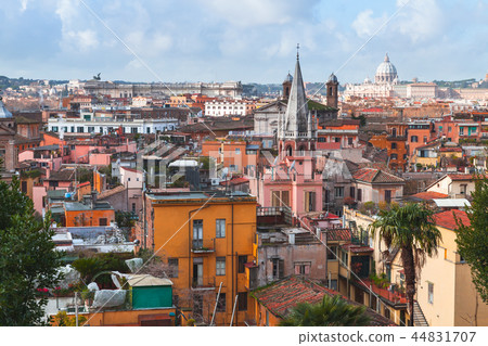Cityscape of old Rome, Italy, roof and domes 44831707