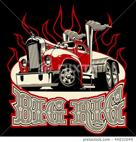 Cartoon retro semi truck Cartoon retro semi truck 44832649