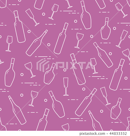 Pattern of wine glasses and bottles of wine Pattern of wine glasses and bottles of wine 44833332