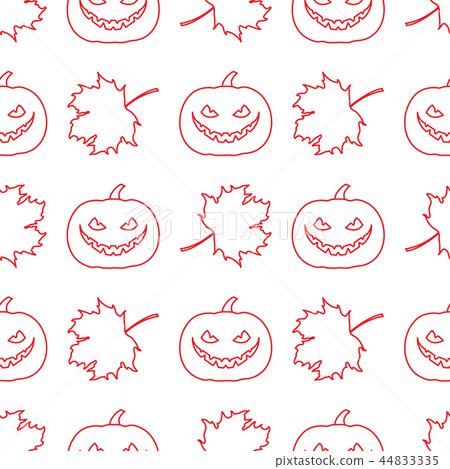 Halloween 2019 seamless pattern Pumpkin, leaves. Halloween 2019 seamless pattern Pumpkin, leaves. 44833335