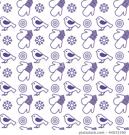 Christmas, New Year 2019 backdrop Mittens, birds 44833390