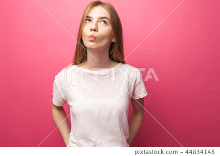 Portrait of a beautiful young girl, is thinking Portrait of a beautiful young girl, is thinking 44834148