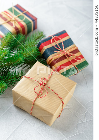 Boxes with Christmas gifts. Boxes with Christmas gifts. 44835156