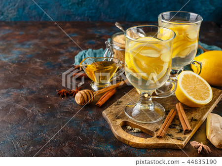 Cup of ginger tea with honey and lemon Cup of ginger tea with honey and lemon 44835190