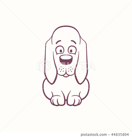 Cartoon Basset Hound in the ink contour style 44835804