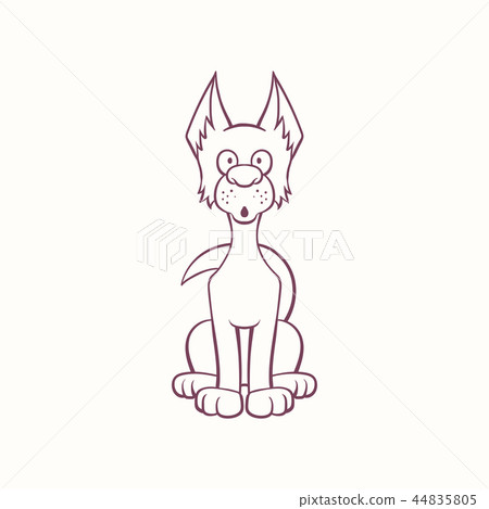 Cartoon pooch dog in the ink contour style 44835805