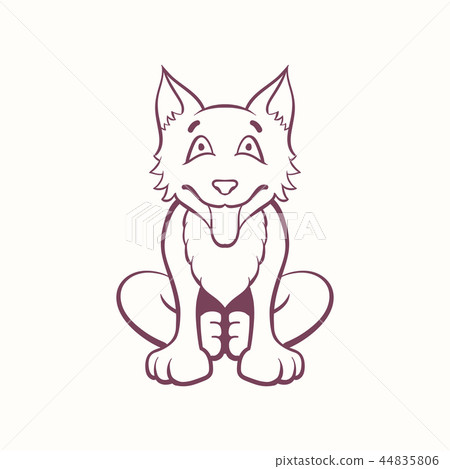Cartoon bear dog in the ink contour style Cartoon bear dog in the ink contour style 44835806