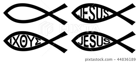 Christian Ichthys symbol. Two black arcs Christian Ichthys symbol. Two black arcs 44836189