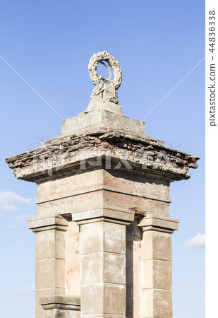 Old brick columns in the style of the USSR 44836338