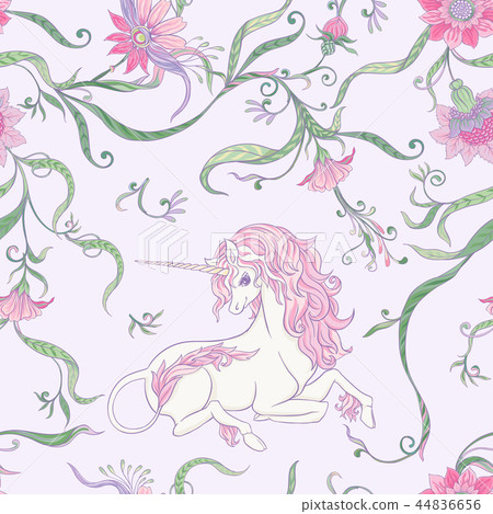 Seamless pattern, background with unicorn 44836656