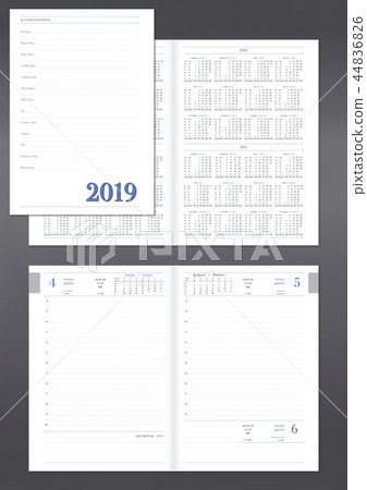 Daily planner for 2019 new year with calendar 44836826