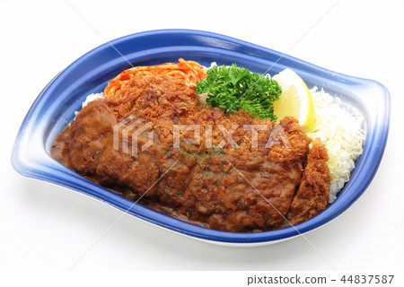 Chicken and rice with curry sauce Chicken and rice with curry sauce 44837587