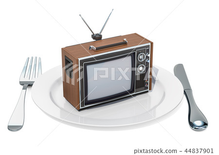 TV set on a plate. TV dependence and brainwash TV set on a plate. TV dependence and brainwash 44837901