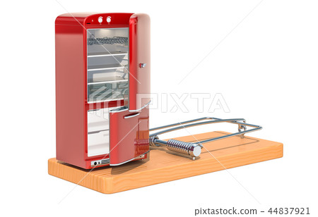 Refrigerator inside mousetrap. Diet concept Refrigerator inside mousetrap. Diet concept 44837921