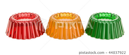 Red, yellow and green jellies. 3D rendering Red, yellow and green jellies. 3D rendering 44837922