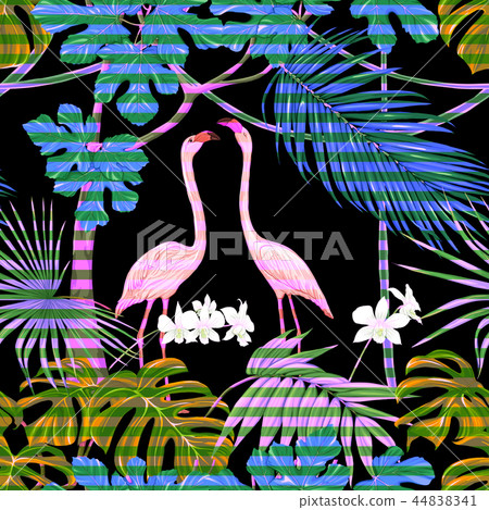Seamless pattern, background with tropical plants Seamless pattern, background with tropical plants 44838341