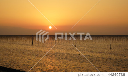 Ariake Sea sunset and tidal flat landscape Kyushu Ariake Sea 44840786