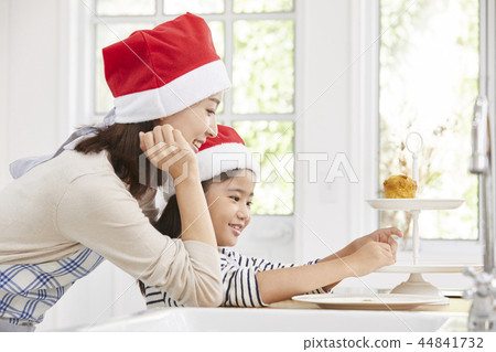 聖誕節，母親，女兒，家庭，韓國人 44841732